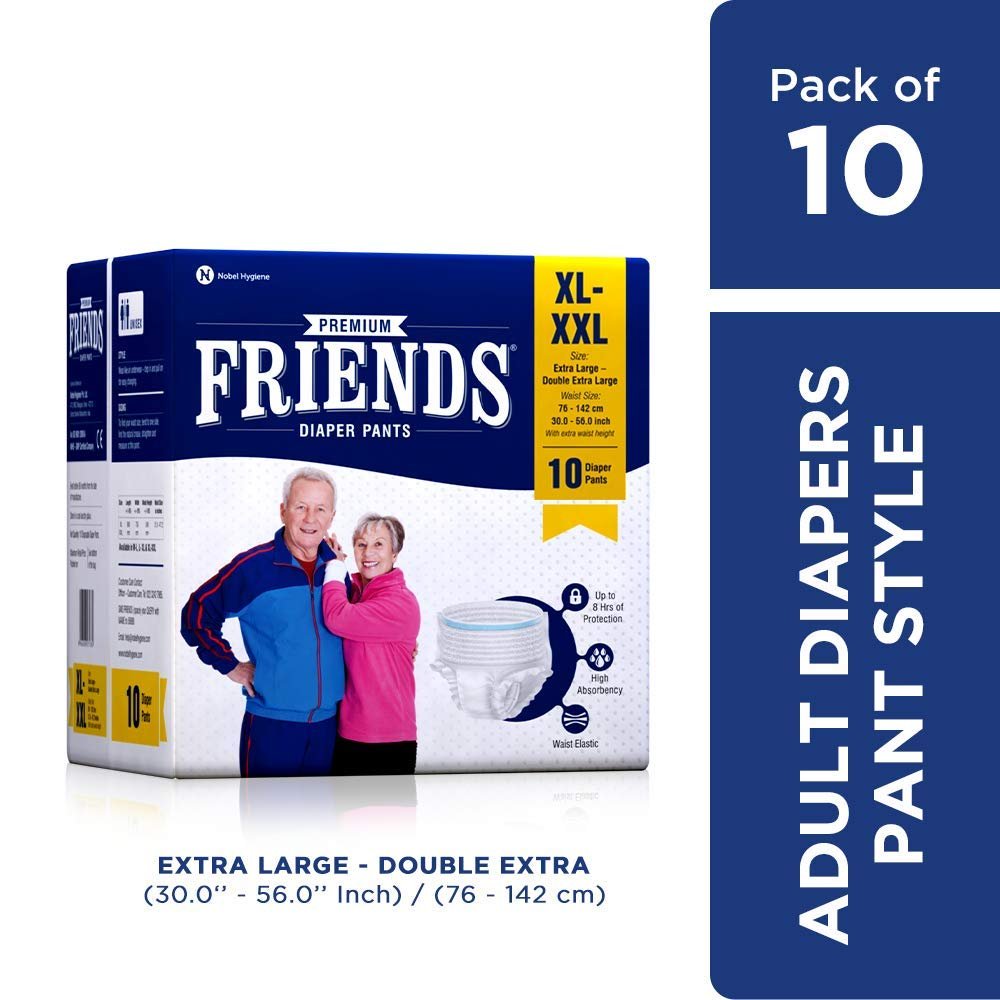 Friends Premium Adult Diapers Pant Style - 10 Count - L- With Odour Lock  And Anti-Bacterial Absorbent Core- Waist Size 30-56 Inch ; 76-142Cm -  Walmart.com