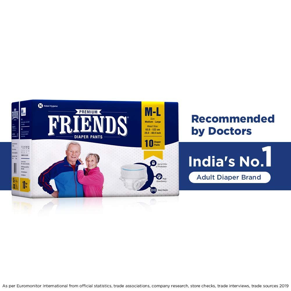 Buy FRIENDS CLASSIC ADULT DIAPERS PANTS STYLE - 60 COUNT (LARGE)|WAIST SIZE  30-56.21 INCH|COMBO OF 6 Online & Get Upto 60% OFF at PharmEasy