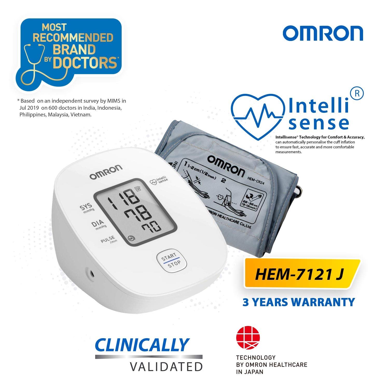 Omron HEM 7121J Fully Automatic Digital Blood Pressure Monitor