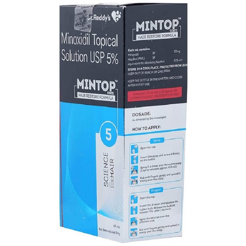 Mintop Forte 5% Solution Hair Restore formula Dr Reddy, 60ml