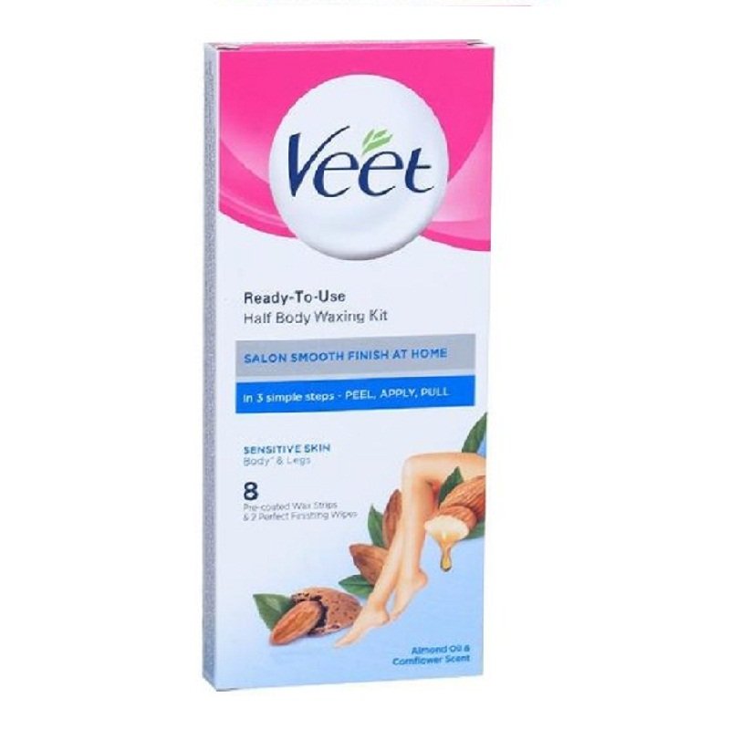 Veet Half Body Waxing Kit for Sensitive Skin 8 sprips