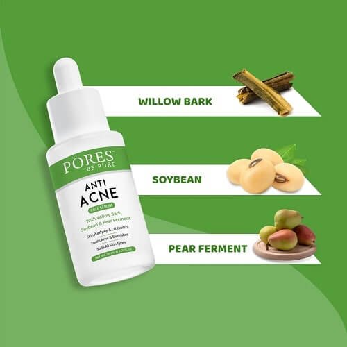 ANTI ACNE FACE SERUM – With Willow Bark, Soybean & Pear Ferment -30ml