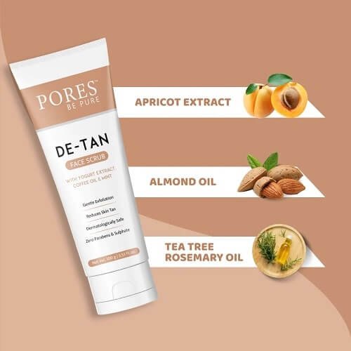 PORES DE-TAN FACE SCRUB – With Yogurt Extract, Coffee Oil & Mint -100g