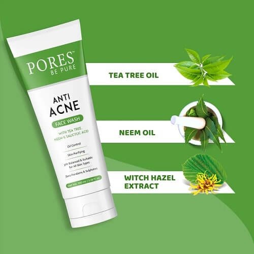 ANTI ACNE FACE WASH – With 1% Salicylic Acid, Tea Tree & Neem -100ml