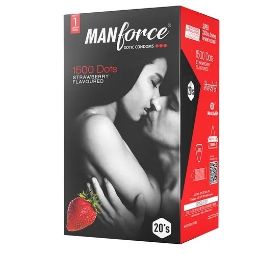 Manforce 1500 Dots Xotic Condom Strawberry flavoured 20's condom