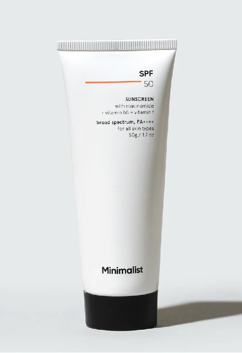 Minimalist Cream Sunscreen SPF 50 Lightweight With Multi-Vitamins 50gm