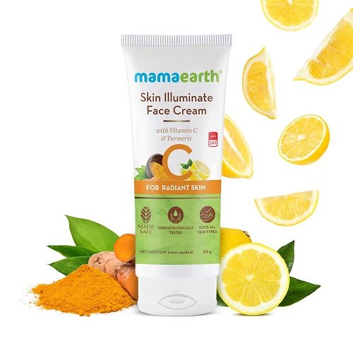 Mamaearth Skin Illuminate Face Cream, for skin brightening, with Vitamin C and Turmeric (80 g)