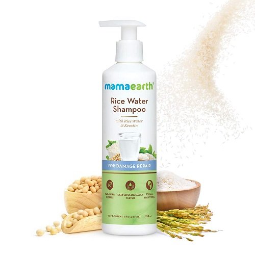 Mamaearth Rice Water Shampoo With Rice Water & Keratin For Damaged, Dry and Frizzy Hair (250 ml)