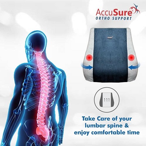 AccuSure Back Rest & Neck Pain Support Cushion Helps to Maintain The Spine in its Neutral Position While Sitting in Chair/Car Seat