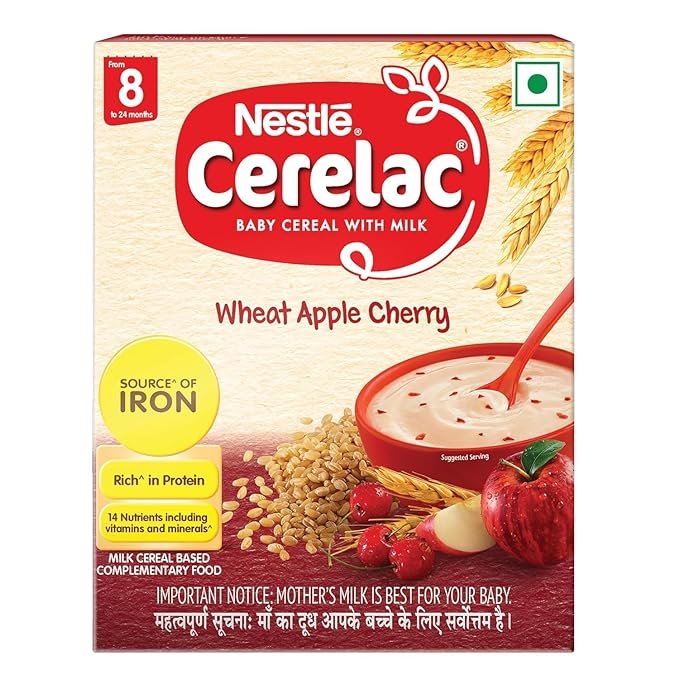 NESTLE CERELAC BABY FOOD MILK WHEAT APPLE CHERRY (FROM 8 MONTHS) BOX OF 300 G