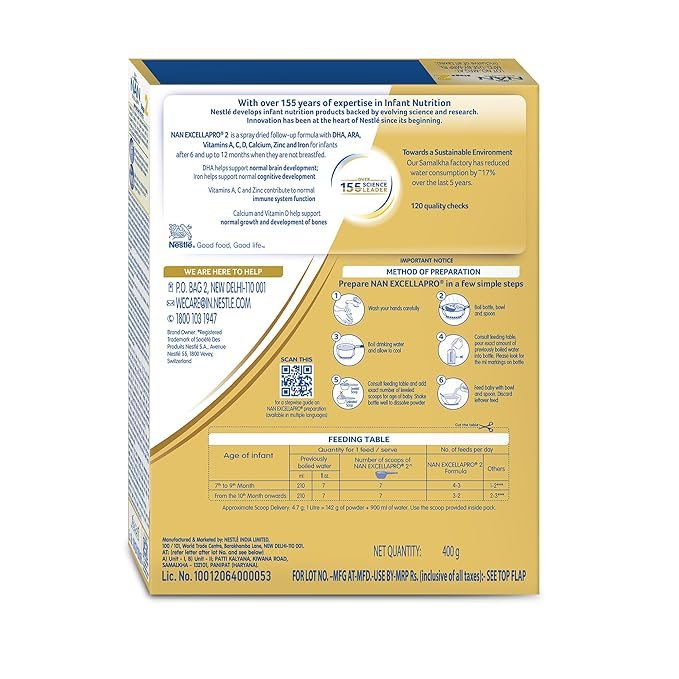 NESTLE NAN EXCELLA PRO STAGE 2 FOLLOW-UP INFANT FORMULA – 400 G BAG-IN-BOX